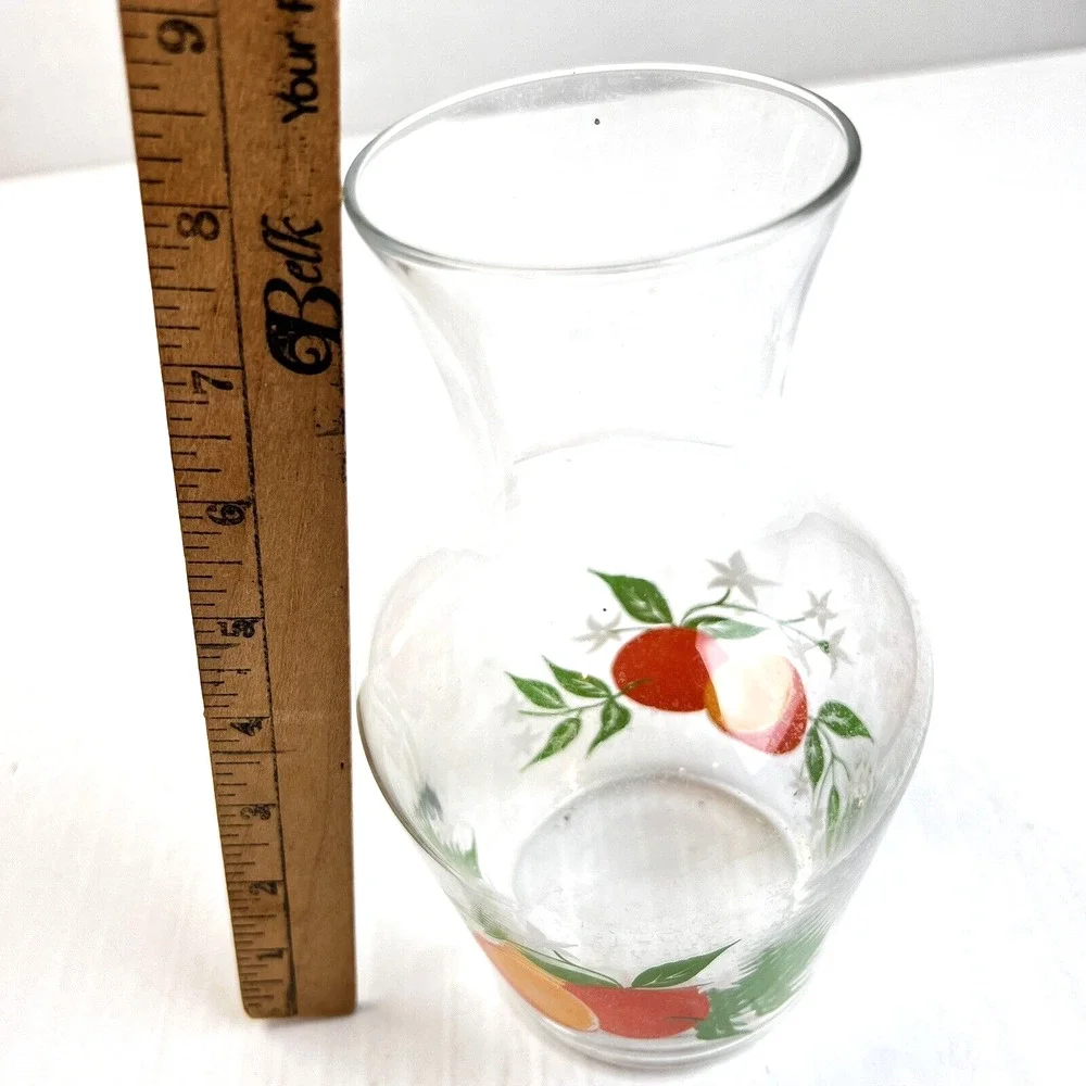 Orange Juice Carafe Pitcher Vintage Kitchen Glass Breakfast Fruit Serveware